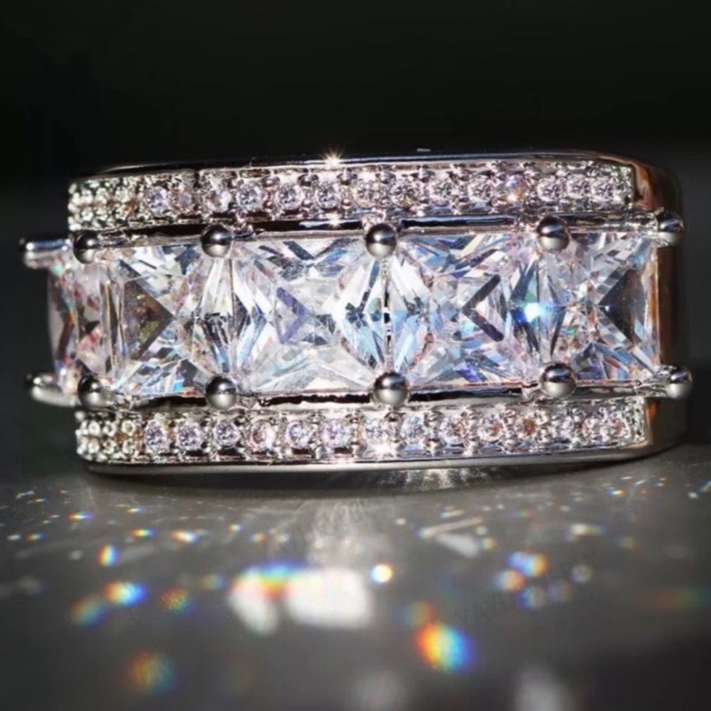 💍NEW 8.7 CT 925 SILVER DIAMOND ENGAGEMENT RING💍 - Picture 3 of 4